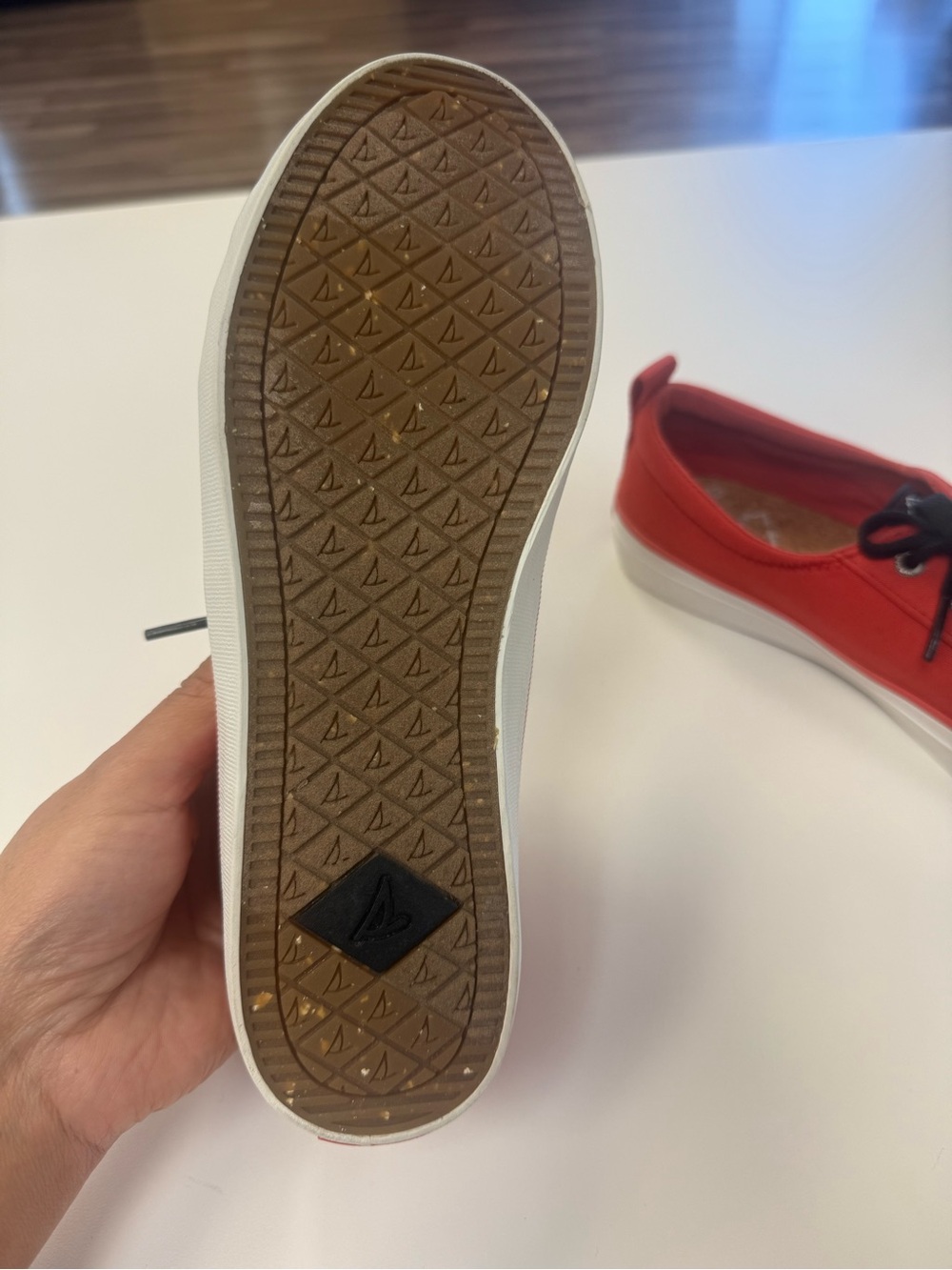 Sperry Red Canvas Sneakers with Black Laces
